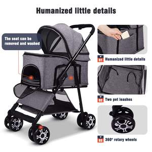 Carrito para mascotas con estructura de acero y freno de rueda fuerte, fabricante estándar, duradero, de alta calidad, estilo cochecito para mascotas - Product Image 4