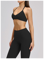 Soutien-gorge de sport brossé style européen et américain pour femme, haut de yoga dos nu, vêtement de sport de fitness et de course ultra-élastique