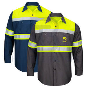 Camisas de trabajo para hombre personalizables 2025, cómodas, transpirables, de manga completa, diseño antiestático reflectante de seguridad, LICRA de alta calidad - Product Image 2