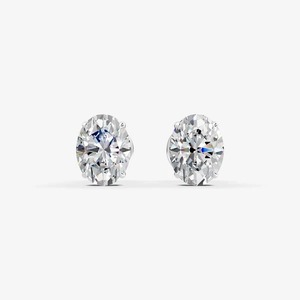 Boucles d'oreilles solitaires ovales classiques en diamants de laboratoire de 0,70 carat, taille ovale, EF-VVS2, en or massif 14 carats, pour fiançailles et soirées. - Product Image 2