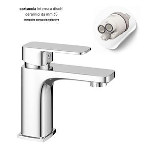 Miscelatore lavabo a leva singola serie a croce in ottone cromato 35 mm cartuccia e pacchetto 1.1/4 rubinetti per bagno e doccia - Product Image 4