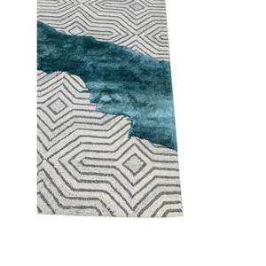 Tapis en laine et viscose tufté à la main Tra-15048 ivoire, motif géométrique, pour salon, chambre, couloir, rectangulaire, 4m de large, 10mm - Product Image 4