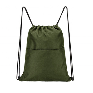 Sac à dos en polyester de qualité supérieure avec cordon de serrage, couleur noire, sac de sport de voyage en tissu avec logo personnalisé imprimé - Product Image 4