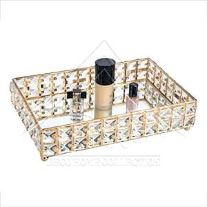 Vente en gros de plateau de miroir en aluminium fer moderne forme de parfum de Noël fini en cuivre pour décoration de bijoux - Product Image 4