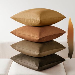 Terciopelo marrón suave colores sólidos almohada cojín decorativo para sofá dormitorio sala de estar funda de almohada sin látex - Product Image 1