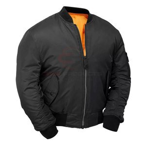 Chaqueta bomber vintage negra de otoño para hombre personalizada al por mayor con cuello vuelto y cremallera frontal - Product Image 2