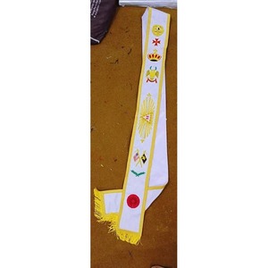 Écharpe de la Rose Croix Maçonnique de la Loge Regalia - AASR - 33e degré - Drapeaux de tous les pays - Ruban blanc avec broderie très riche - Product Image 6