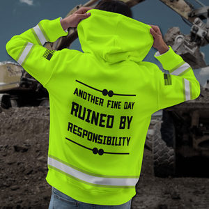 Sweat à capuche haute visibilité jaune nom personnalisé Logo entreprise vêtements de travail de sécurité réfléchissant à manches longues pour les sweats à capuche de travailleur de la Construction - Product Image 5