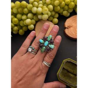 Anillo de Plata de Ley con Incrustaciones Multicorales Sharon Francisco, Talla 7.75 - Product Image 2