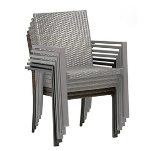 Sillas de mimbre apilables para Patio, sillas de comedor para exteriores, resistentes a la intemperie, multicolor, color marrón - Product Image 4