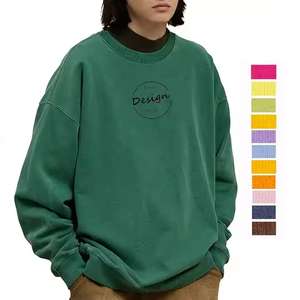 Sudadera con capucha de cuello redondo Vintage personalizada para hombre, diseño bordado informal de estilo de invierno con hombros caídos sólidos de alta calidad - Product Image 1