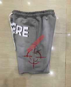 Custom Grey Sweat <b>Shorts</b> 100% Cotton Eco-Friendly Sun Faded Wash Effect Chenille Embroidery Solid Pattern Low Price Screen - Product Image 2