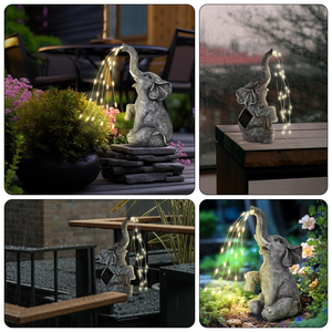 Năng lượng mặt trời tưới voi tượng nhựa trang trí sân vườn sân vườn dẫn ánh sáng trang trí - Product Image 4