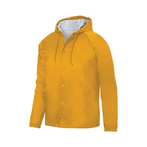 Nylon Coaching Jacket Plain Yellow Color With Hoodie Custom Waterproof Winter Softshell Quilted Blank Working Coaches Jackets