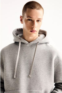 Sweat-shirt gris pour homme avec cordon de serrage réglable, poche avant et coupe ample décontractée pour plus de confort - Product Image 5