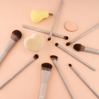 Kit de 10 pinceaux de maquillage en gros, poils de chèvre naturels de qualité supérieure, manche mat, ensemble complet de pinceaux cosmétiques multifonctions