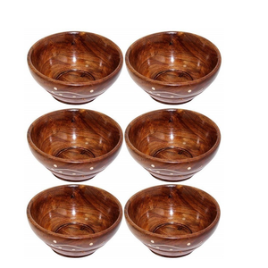 Ensaladera de madera natural auténtica, cuenco redondo personalizado hecho a mano con estampado de esmalte para un comedor y servicio de mesa saludables - Product Image 1