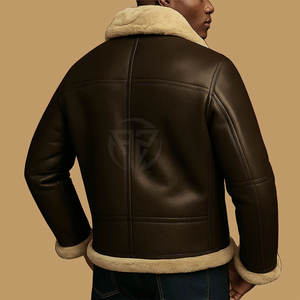 Veste d'hiver en cuir de mouton raffiné pour homme avec finition lisse Confort en peluche Logo avant Design écologique et léger - Product Image 5