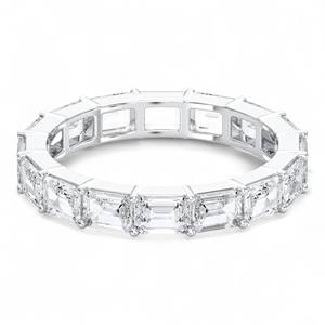 3.20 carats E-F/VVS-VS Moissanite diamant taille émeraude pleine éternité pavé ensemble bague de mariage fabriquée en platine pour les femmes - Product Image 1
