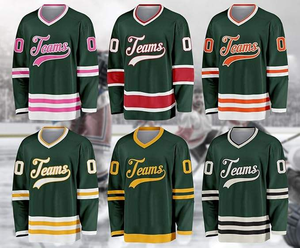 Hot Sale Men's Custom Sublimation Ice Hockey Jerseys 100% Polyester Anti-Bacterial Breathable Quick Dry Fully <b>Dye</b> Sublimation - Product Image 6