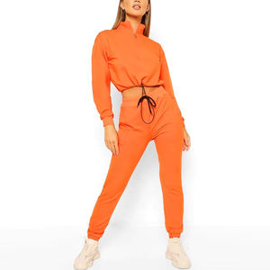 Chándal OEM para mujer, conjunto de dos piezas con Sudadera corta y corredores, envío rápido, proveedor mayorista - Product Image 6