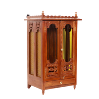 Temple domestique en bois massif, Mandir en bois fait main, élégant meuble de prière hindou avec finition brun, pour salon KA837