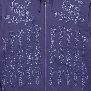 Rhinestone Cut and Sew <b>Hoodies</b> Unisex High Quality Custom Hoodie 500Gsm <b>Purple</b> Plus Size Men Blank Heavyweight <b>Hoodies</b> - Product Image 5