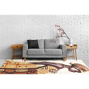 Tapis imprimé femme ethnique : Tapis antidérapant pour bureau, salle à manger et accent, tapis en chenille - Product Image 3