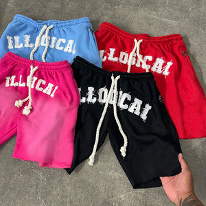Nouvelle sérigraphie hommes 100% coton ourlet brut Sweat Shorts personnalisé Vintage lavé soleil délavé français éponge Shorts pour hommes aide au lavage - Product Image 2