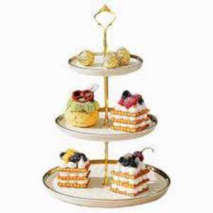 Ornate heavy-duty metal <b>3</b> tier pastry tray with handcrafted engravings, ensuring a premium and artistic appeal - Product Image 4