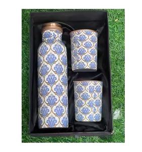 100% botellas de agua de cobre impresas hechas a mano puras botellas de agua de cobre a prueba de fugas de alta calidad Yoga Fitness logotipo personalizado a granel - Product Image 2