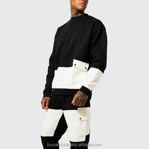 Chándal cargo unisex de dos tonos de gran tamaño con logotipo personalizado, chándal de maternidad de diseñador de invierno de dos piezas para hombre, respetuoso con el medio ambiente - Product Image 2
