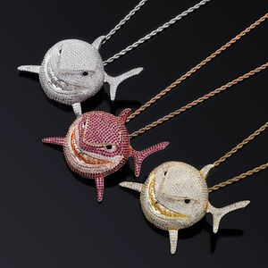 Tendance HipHop personnalisé poisson 14k pendentif en or blanc amélioré VVS clarté Moissanite diamant pour hommes et femmes plaqué or - Product Image 5