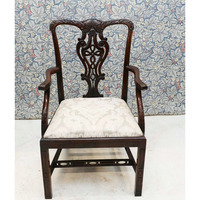 Chaise de salle à manger ergonomique Chippendale en bois de mahogany massif, revêtement en velours de haute qualité pour usage intérieur