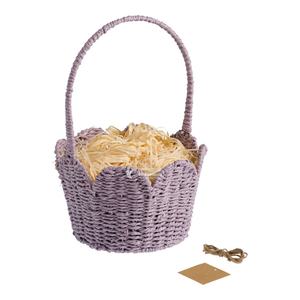 Panier de rangement chic en paille de papier tressée avec bord festonné, panier-cadeau tendance pastel de Pâques pour les détaillants de boutiques, collection Eco-Chic - Product Image 3
