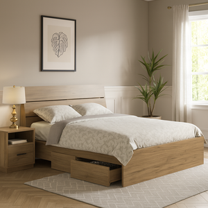 Cadre de lit double et queen/king en bois massif scandinave et moderne pour l'ameublement de la maison - Product Image 1