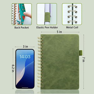 Carnet à spirales universel <span class=keywords><strong>pour</strong></span> hommes et femmes, adapté aux carnets de travail, carnets d'écriture, journaux intimes, pages épaisses - Carnets à spirales vert foncé - Product Image 4