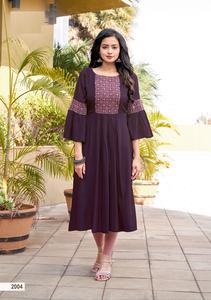 Ready-Made <b>Kurtis</b> Rayon with Embroidery and Handwork Collection for wholesale - Product Image 5