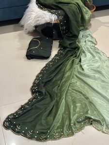 Vente à l'exportation Designer Mousse Tissu Broderie Sari Dernier Saree Exclusif pour Chic Ethnique Look Adultes Mariages Superbe Look - Product Image 5