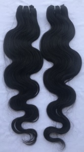 Precio al por mayor de exportación Onda de cuerpo negro natural 100% Donante único Natural Extensión de cabello humano de templo indio virgen de calidad superior - Product Image 6