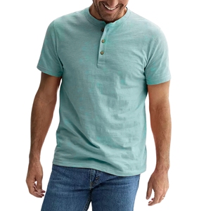 เสื้อยืดแขนสั้นทรงเฮนลีย์ผู้ชาย ผ้าคอตตอนสีเขียว ทรงเข้ารูป สั่งตัดไซส์ได้ คุณภาพดีที่สุด - Product Image 3