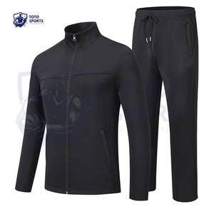 Ensemble de survêtement pour homme, léger, confortable, coupe ajustée, respirant, veste et pantalon personnalisés avec fermeture éclair, pour toutes les saisons - Product Image 1