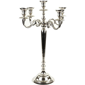 Centro de mesa decorativo y de boda para el hogar, candelabro de 5 brazos de aluminio y metal, color plateado, superventas y precios para decorar - Product Image 2