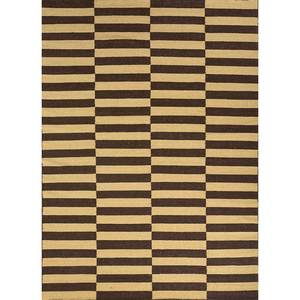 Tapis Kilim Bohème Fait Main Alhambra Beige Marron en Laine, Tissage Plat, Motif Rayé Rectangulaire pour Maison, Salon, Chambre, 10mm - Product Image 1