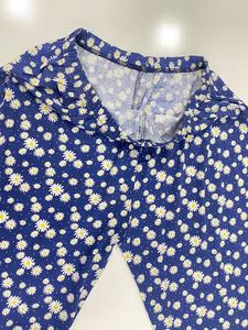 Ropa de dormir frontal con botones estampados florales de talla grande para mujer DHF004 modelo 3,38 dólar algodón Material suave para verano - Product Image 3