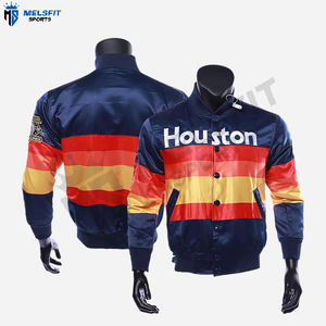 Veste universitaire en satin personnalisée pour homme, couleur personnalisée, col montant, logo frontal, respirante, coupe-vent, nom de l'équipe - Product Image 1