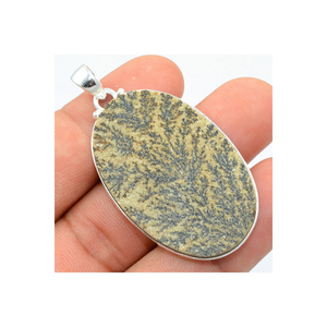 925 Sterling <b>Silver</b> <b>Top</b> Quality Psilomelane Dendritic Oval Gemstone Bezel Setting Handmade Pendant Fine Jewlery OEM Wholesale - Product Image 2