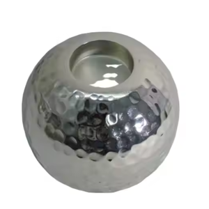 Soporte votivo de forma redonda hecho a mano de Metal de Aluminio acabado en Color plateado para decoración de Navidad vela de nuevo diseño - Product Image 1