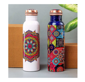 Premium 500ml Leak-Proof Copper Water <b>Bottle</b> With Lid for Fitness <b>Travel</b> Daily Use Copper Enamel printed Water <b>Bottle</b> - Product Image 4