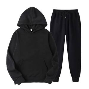 Nouveau hommes femmes survêtement décontracté couleur unie épais pull et pantalon Long 2 pièces ensemble sweats à capuche hommes automne polaire survêtement costume de sport - Product Image 4